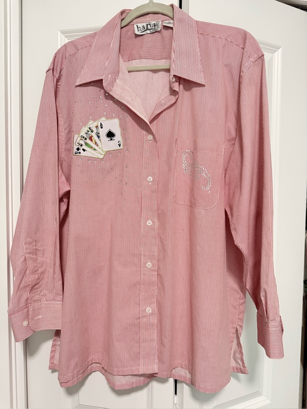 Vintage Harvé / Hana Red & White Striped Button‑Up